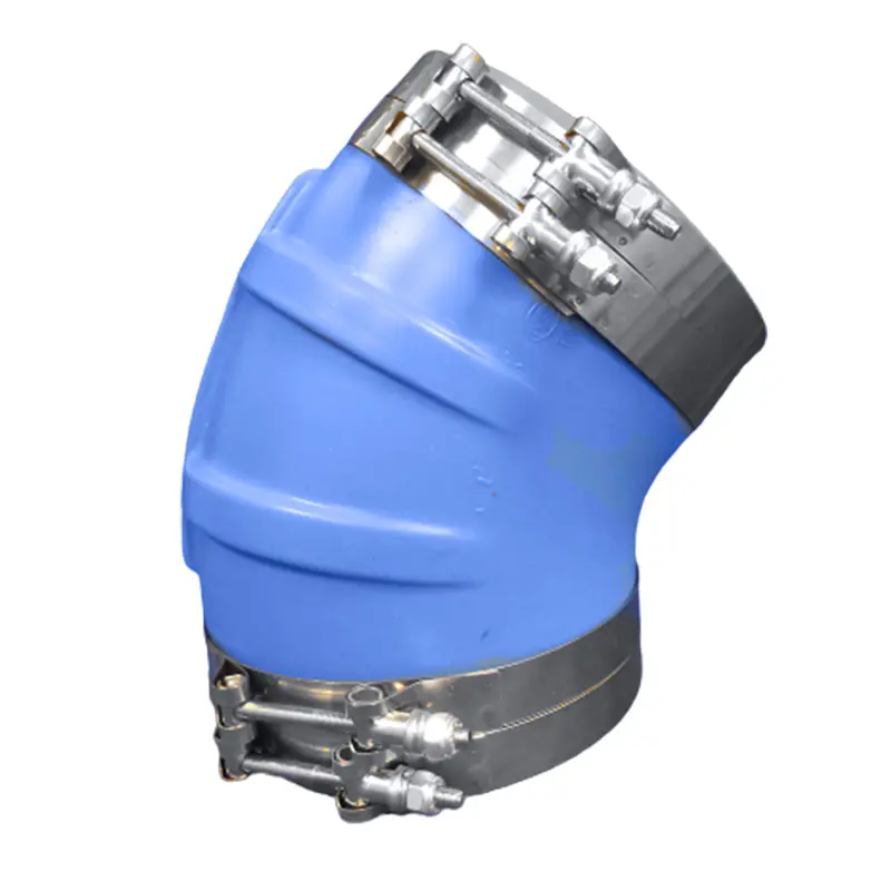Trident Marine Id 45° Blue Silicone Wet Exhaust Elbow With Four T-Bolt Clamps [240V10000-S/S] 1