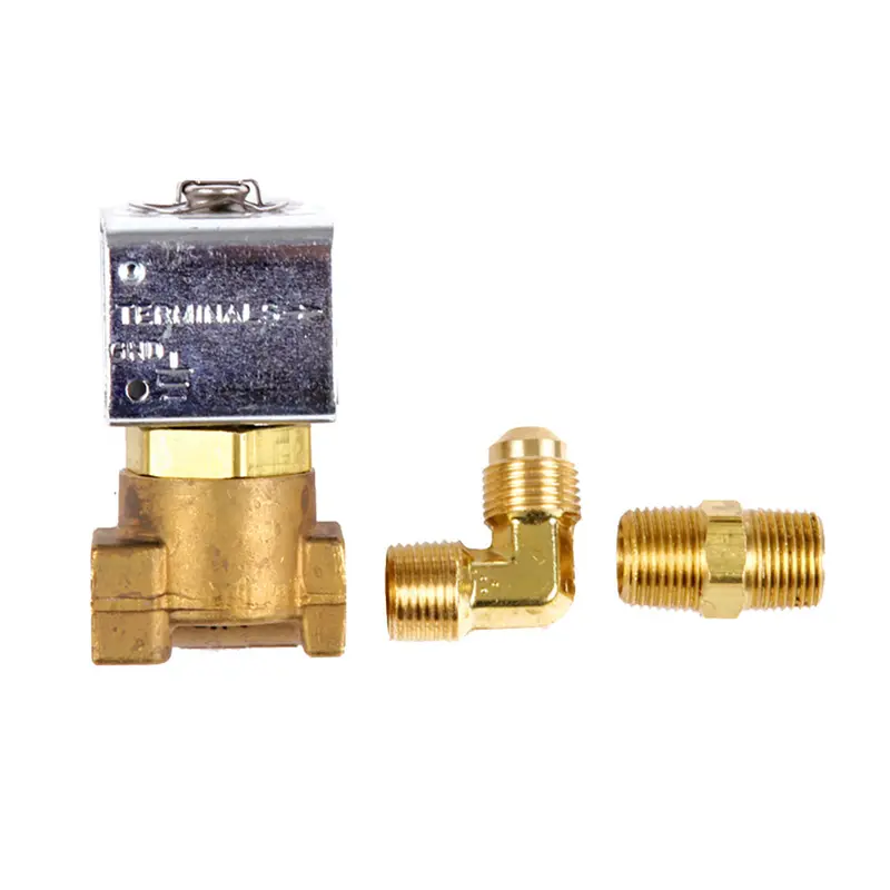 Trident Marine Low-Pressure Brass Solenoid Valve – 1/4" Ports With Connection Fittings (1300-7708.2-Kit) 1