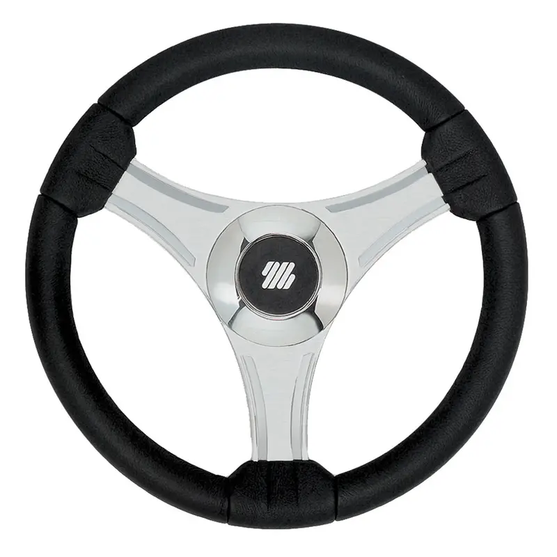 Uflex Tavolara 13.8" Black Polyurethane Steering Wheel With Silver Spokes & X62 Hub [65277N] 1