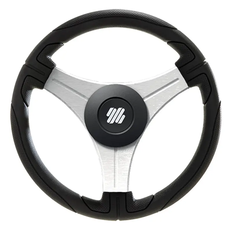 Uflex Ustica 13" Steering Wheel – Black Polyurethane Rim, Silver Spokes, X62 Hub [Ustica-B/S] 1