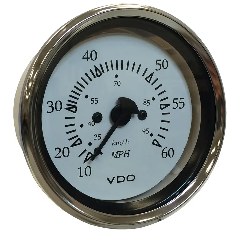 Vdo 85Mm (3-3/8") Pitot Tube Speedometer – 0–60 Mph, White Dial With Chrome Bezel 1