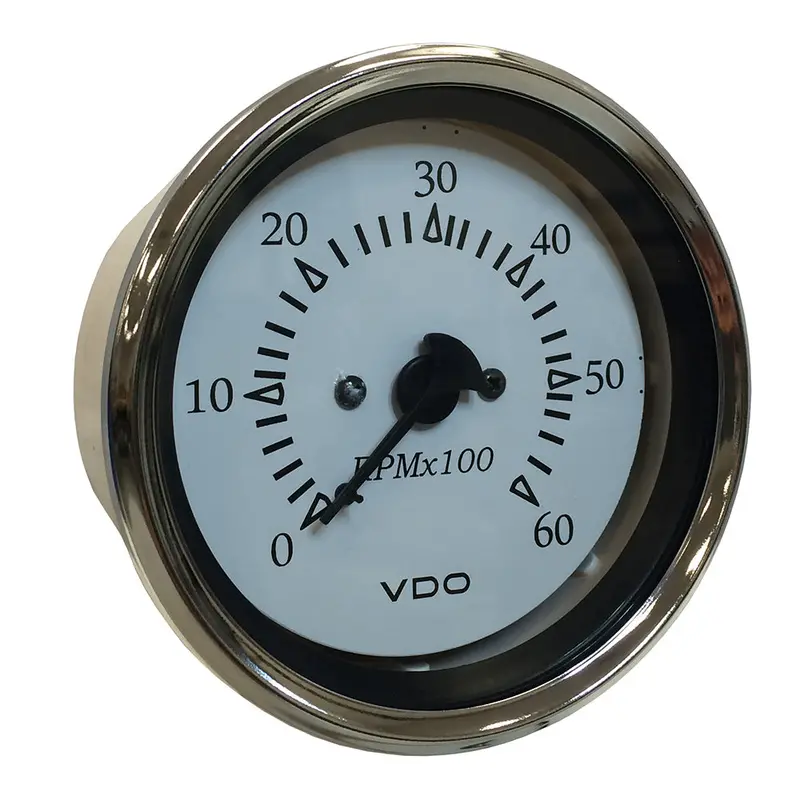 Vdo Cockpit Marine 85Mm Sterndrive Tachometer – White Face, Chrome Bezel, 3-3/8" Diameter [333-15274] 1