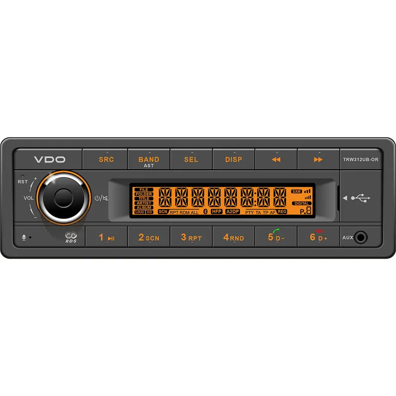 Vdo Trw312Ub-Or Marine Stereo – 12V, Fm Rds, Bluetooth, Usb, Mp3/Wma, Orange Backlight 1