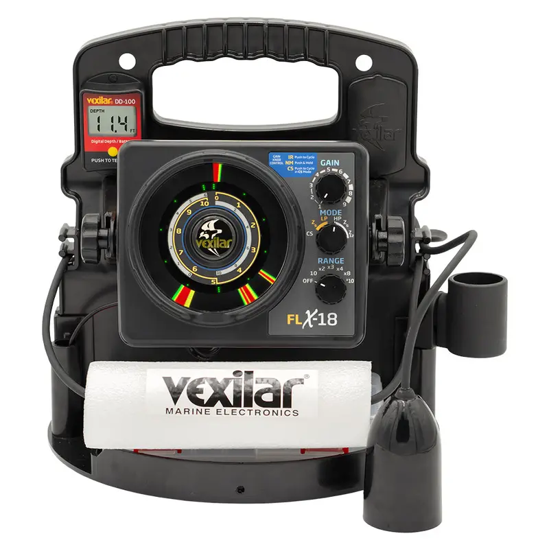 Vexilar Flx-18 Pro Pack Ii Ice Fishing System With 12° Down Imaging Ice-Ducer 1