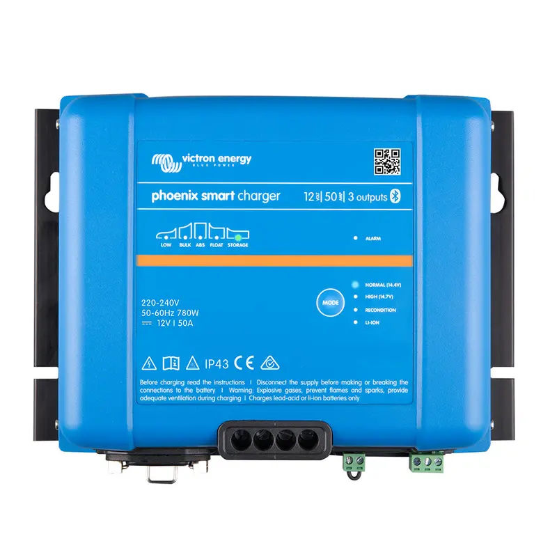 Victron Phoenix Smart Ip43 12V 50A 3-Output Battery Charger – 120–240V Ac Input, Requires Nema 5-15P Cord (Psc125053095) 1