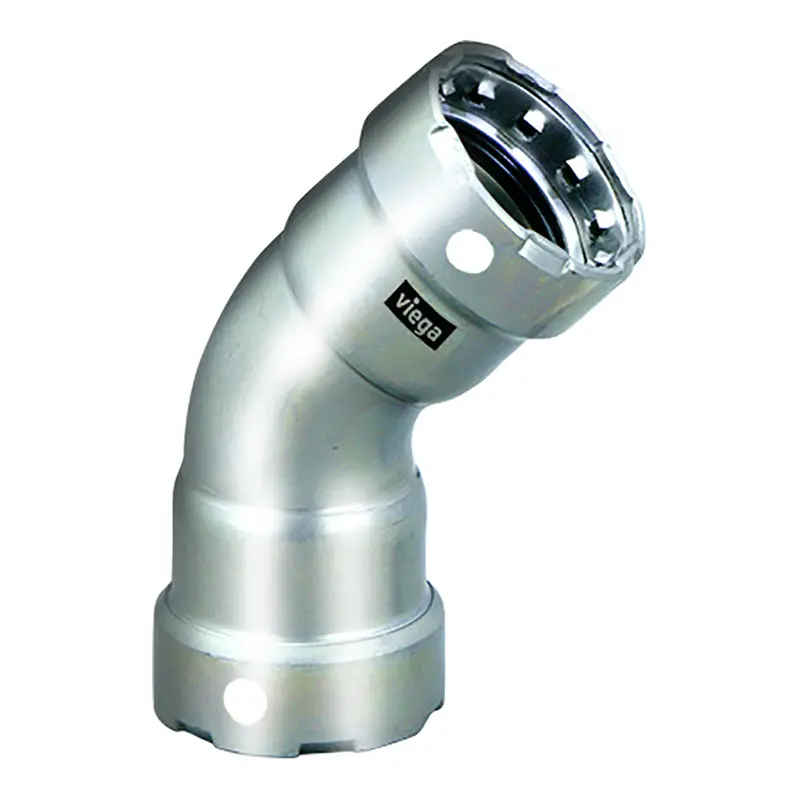 Viega Megapress 1/2" 45° Stainless Steel 304 Double-Press Elbow With Smart Connect Technology (Model 95055) 1