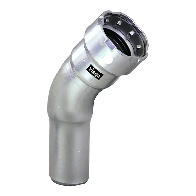 Viega Megapress 1" 45° Stainless Steel 304 Street Elbow – Press-Fit Connection With Smart Connect (Model 95090) 1