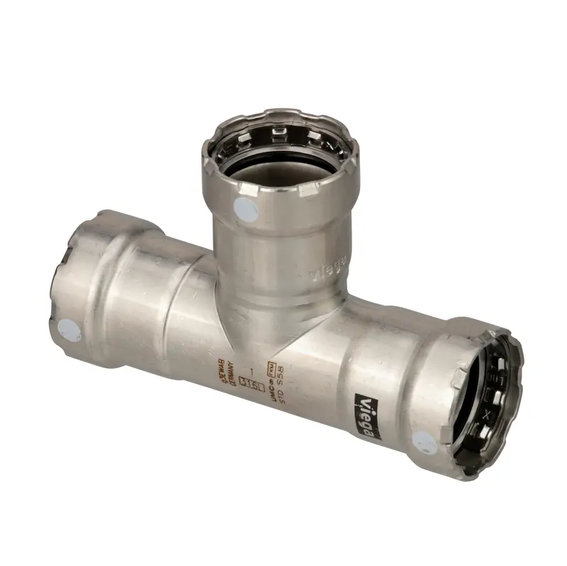 Viega Megapress Fkm Carbon Steel Tee – 1-1/4" X 1-1/4" X 1/4", Press-Fit Plumbing Fitting [84395] 1