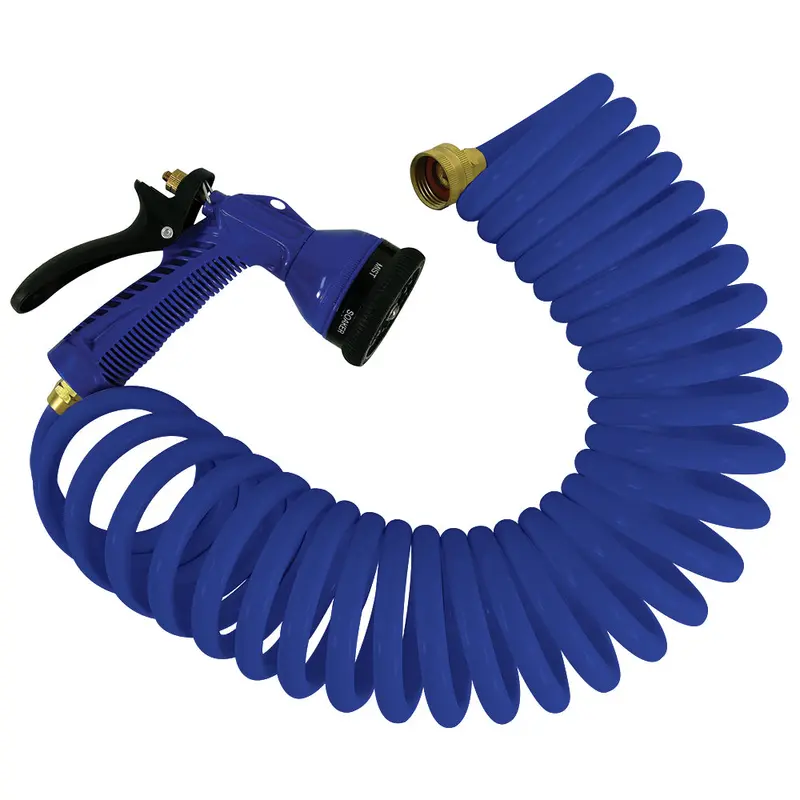 Whitecap 15-Foot Blue Coiled Hose With Adjustable Nozzle [P-0440B] 1